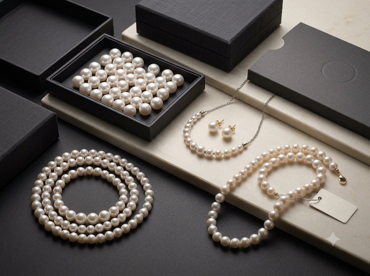 Professional presentation of loose pearls, finished jewellery and premium packaging