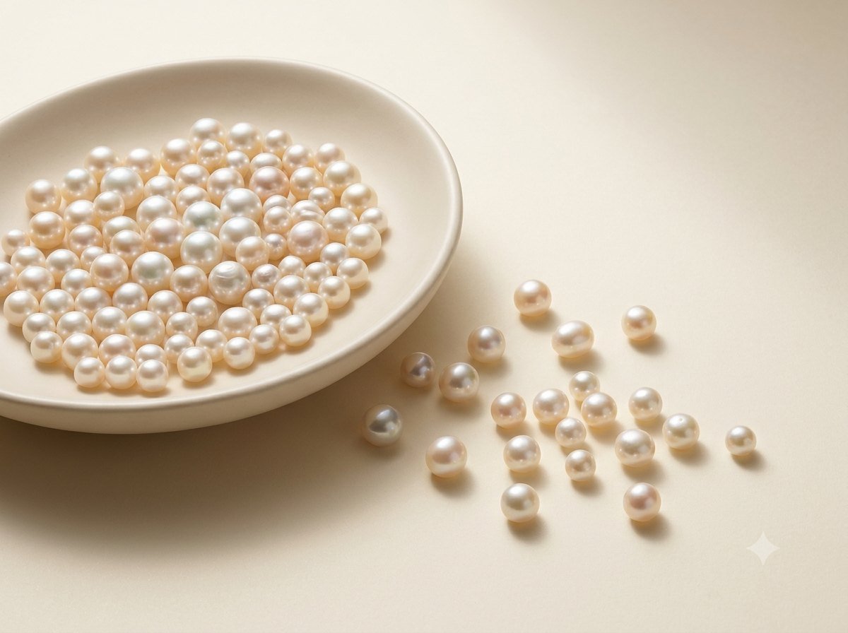 Loose pearls arranged professionally